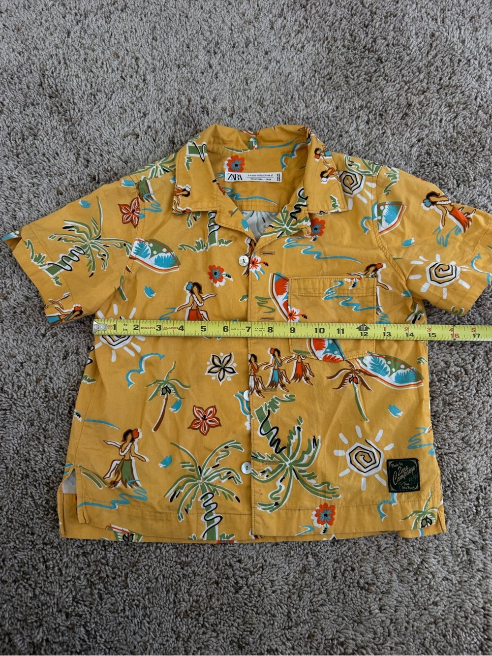 ZARA Yellow Hawaiian Print Short-Sleeve Button Shirt
